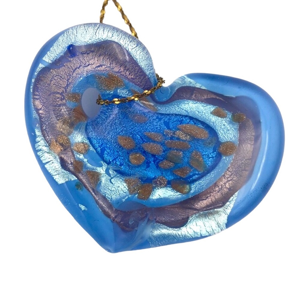 Vetri 💙Soffiati Murano Glass Blue Heart Pendant w/ 14K GF Chain